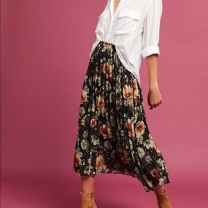 Pleated Floral Skirt